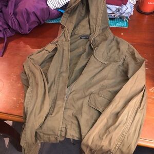 Brandy Melville Olive Hooded Bomber  Jacket